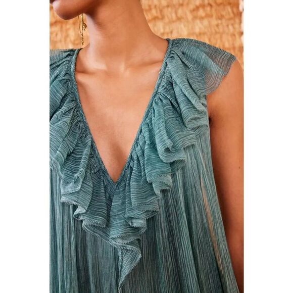 ULLA JOHNSON 100% Silk Audelia Gown in Spruce NWT Size 00 - Picture 2 of 10